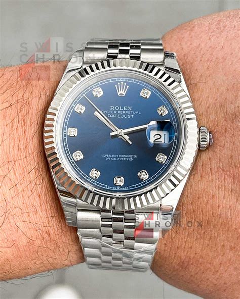 rolex datejust diamond dial jubilee|Rolex Datejust blue motif.